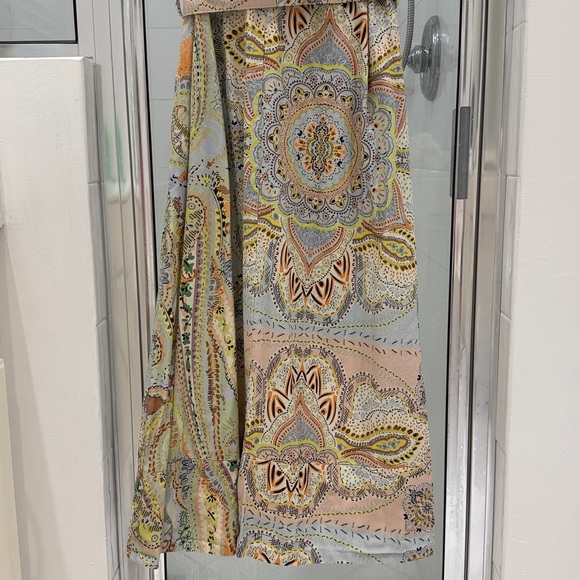 Zara Printed Belted Shirt Paisley sleeveless 100% cotton size large - Picture 11 of 11